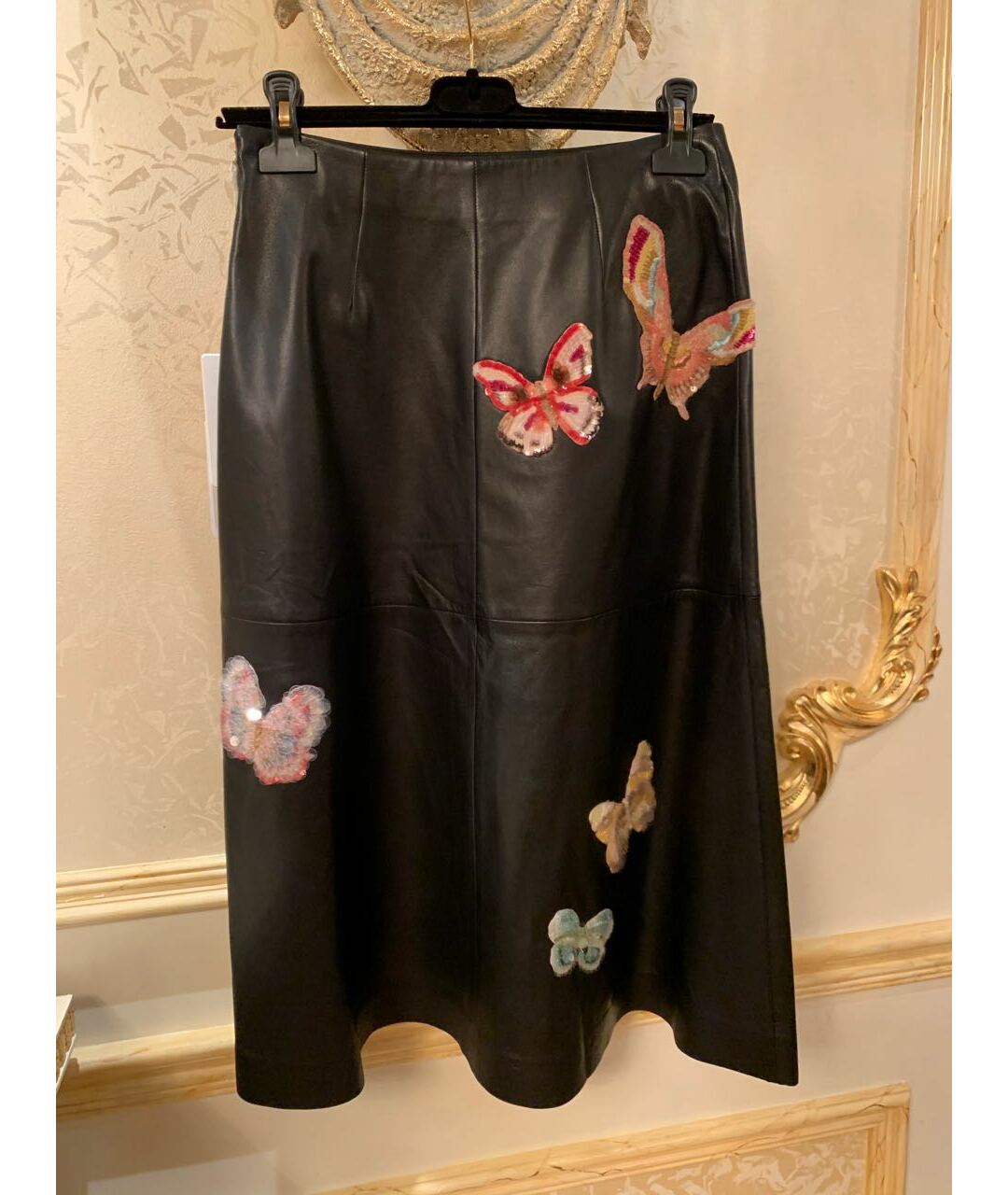 VALENTINO Черная кожаная юбка макси, фото 6