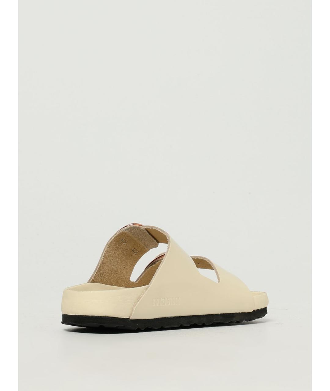 BIRKENSTOCK Бежевые кожаные шлепанцы, фото 3