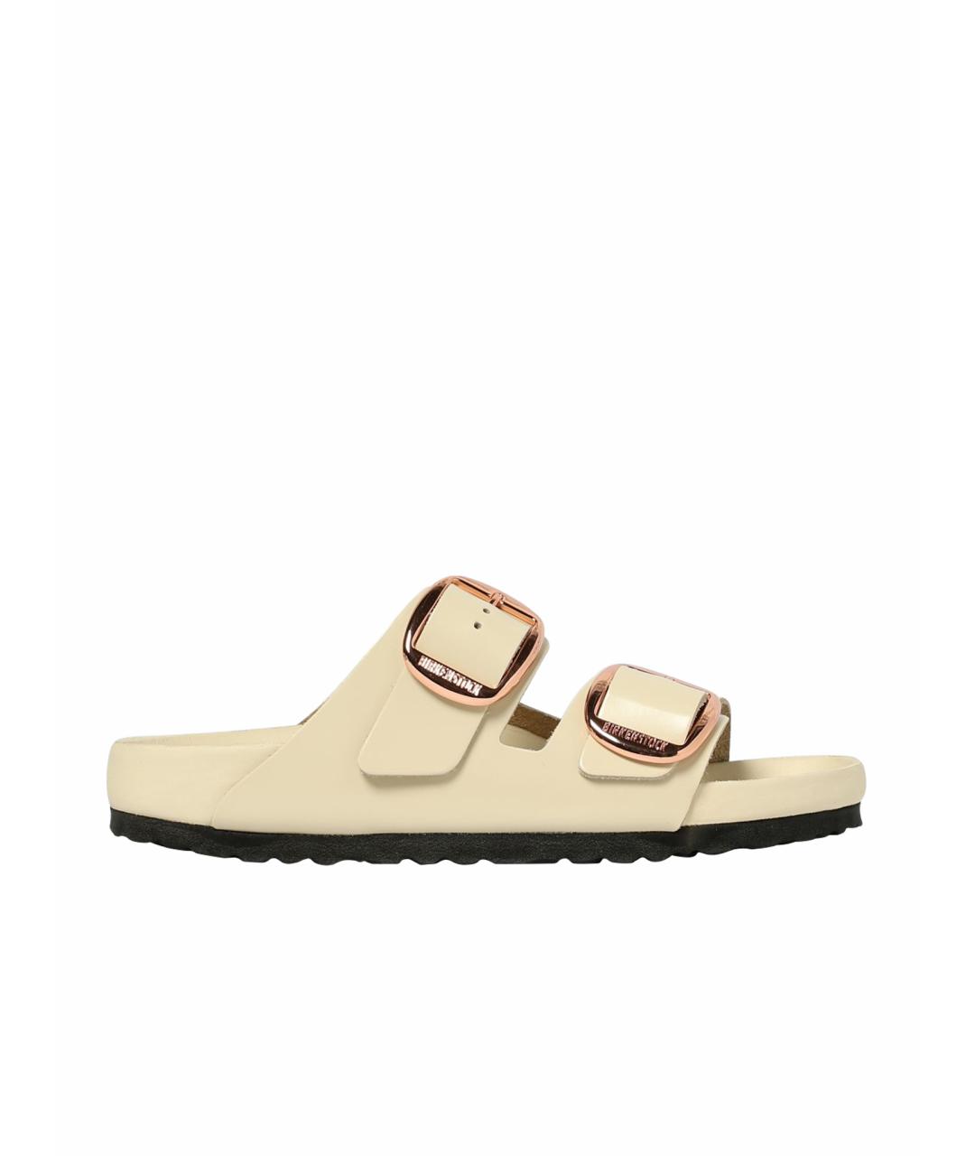 BIRKENSTOCK Бежевые кожаные шлепанцы, фото 1