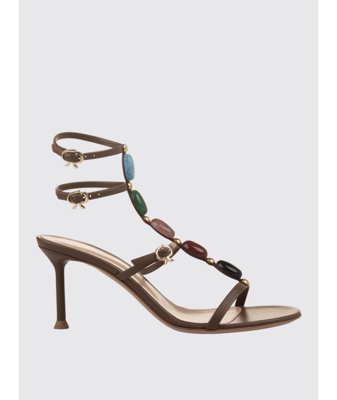 GIANVITO ROSSI Коричневые кожаные босоножки, фото 5