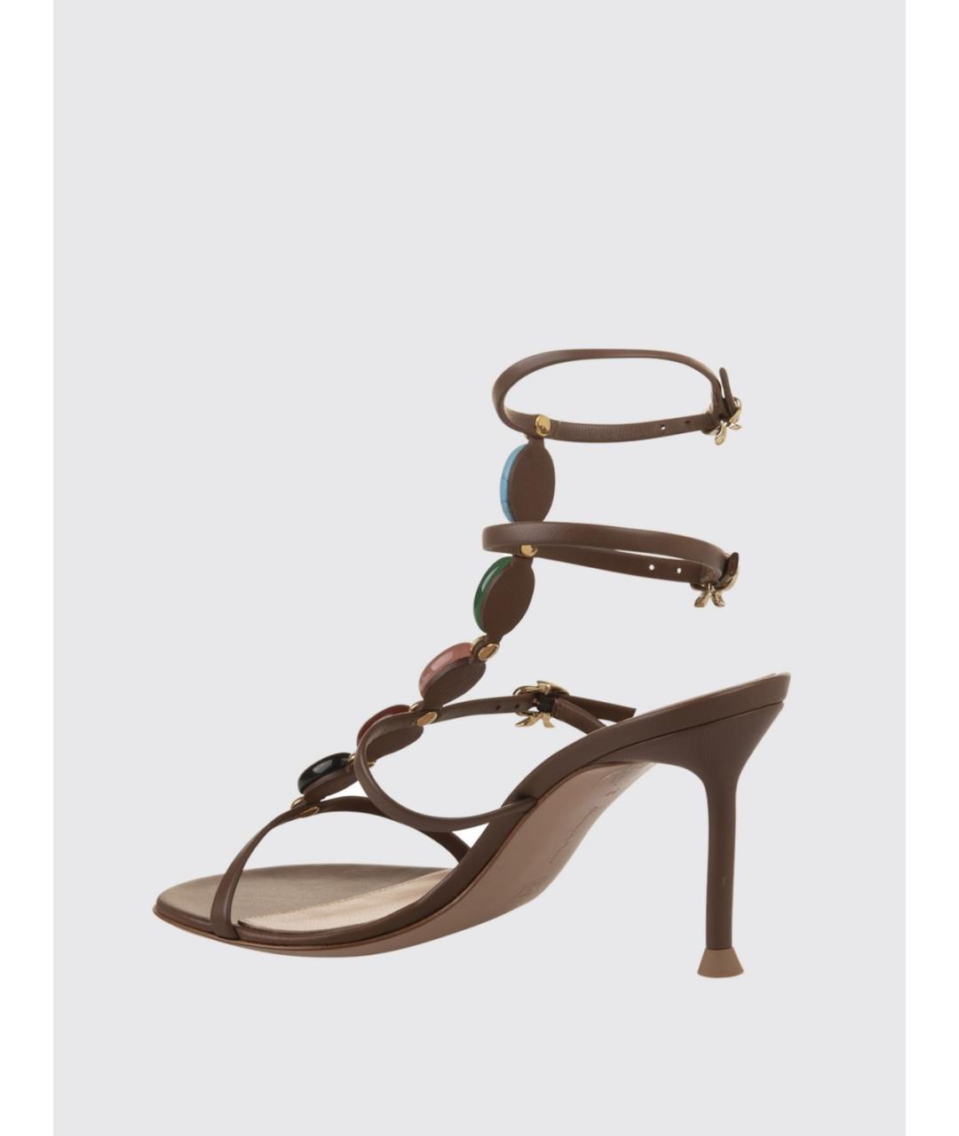 GIANVITO ROSSI Коричневые кожаные босоножки, фото 3