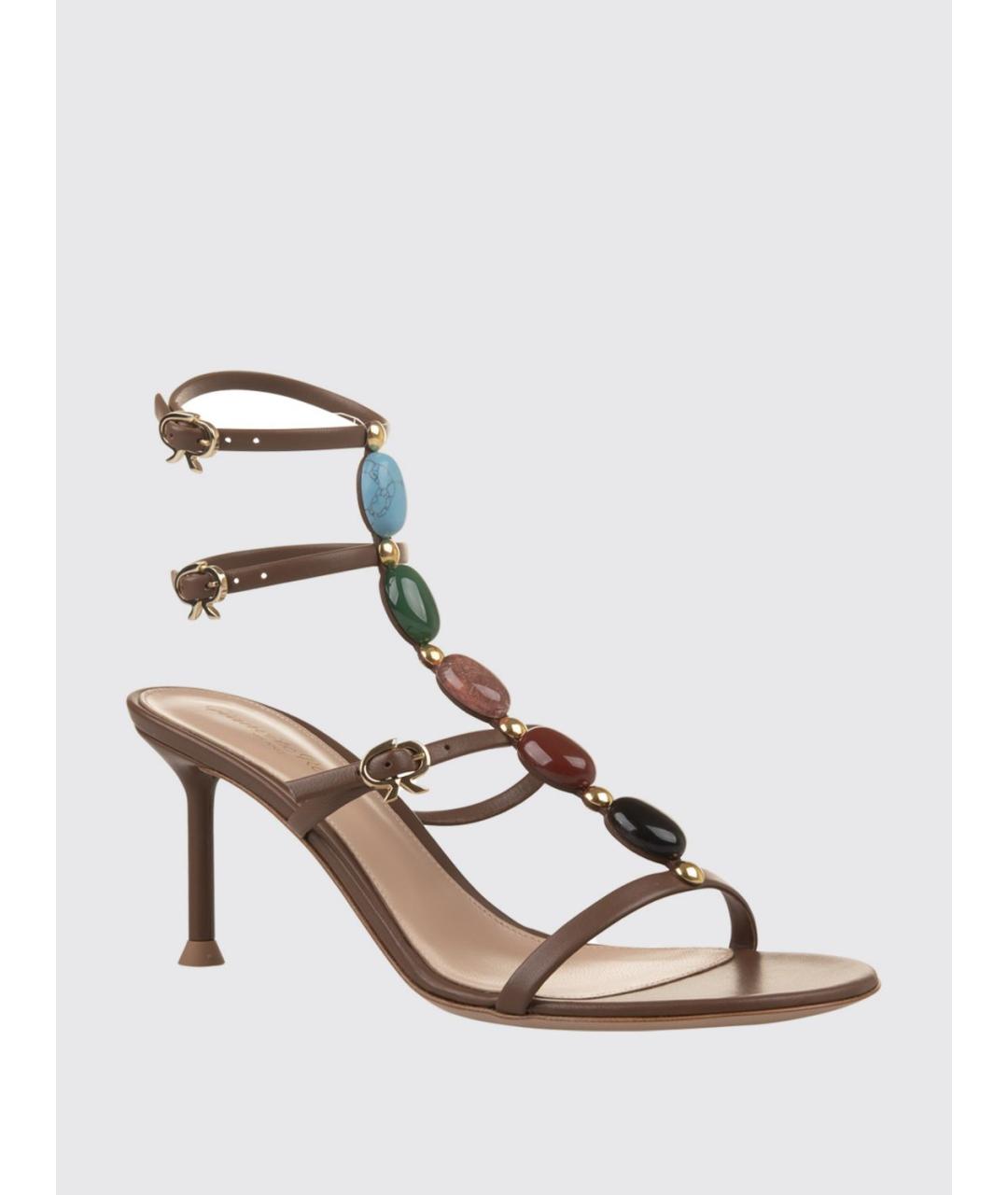 GIANVITO ROSSI Коричневые кожаные босоножки, фото 2
