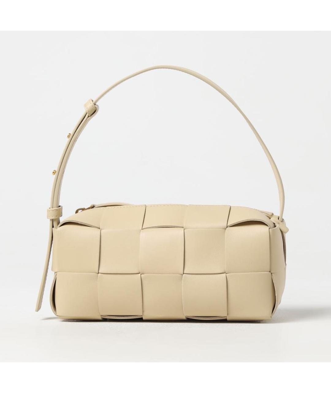 BOTTEGA VENETA Бежевая кожаная сумка с короткими ручками, фото 6