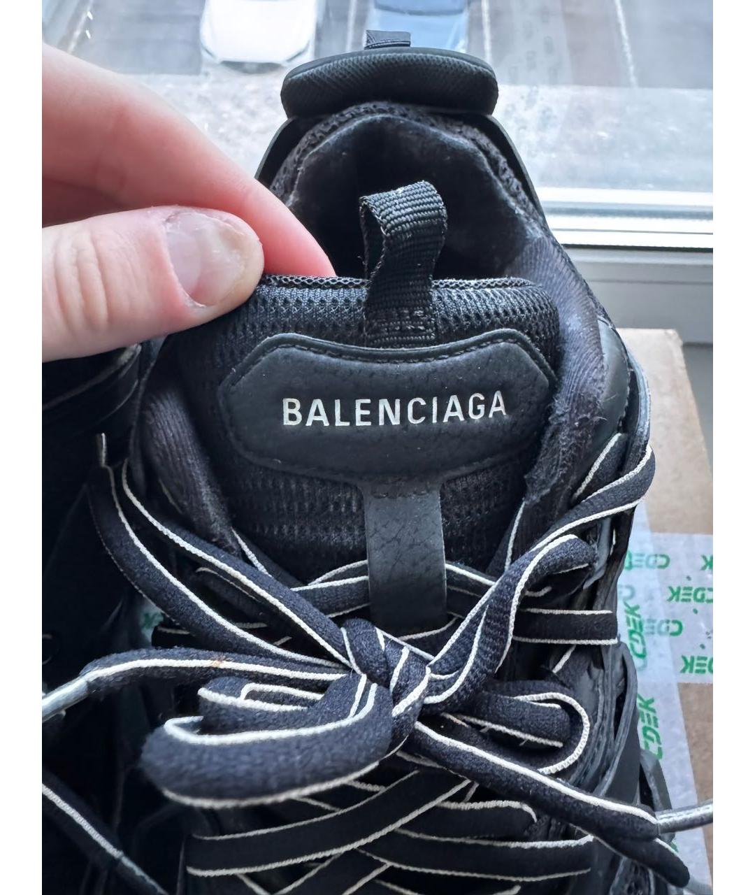 BALENCIAGA Черные кожаные низкие кроссовки / кеды, фото 5