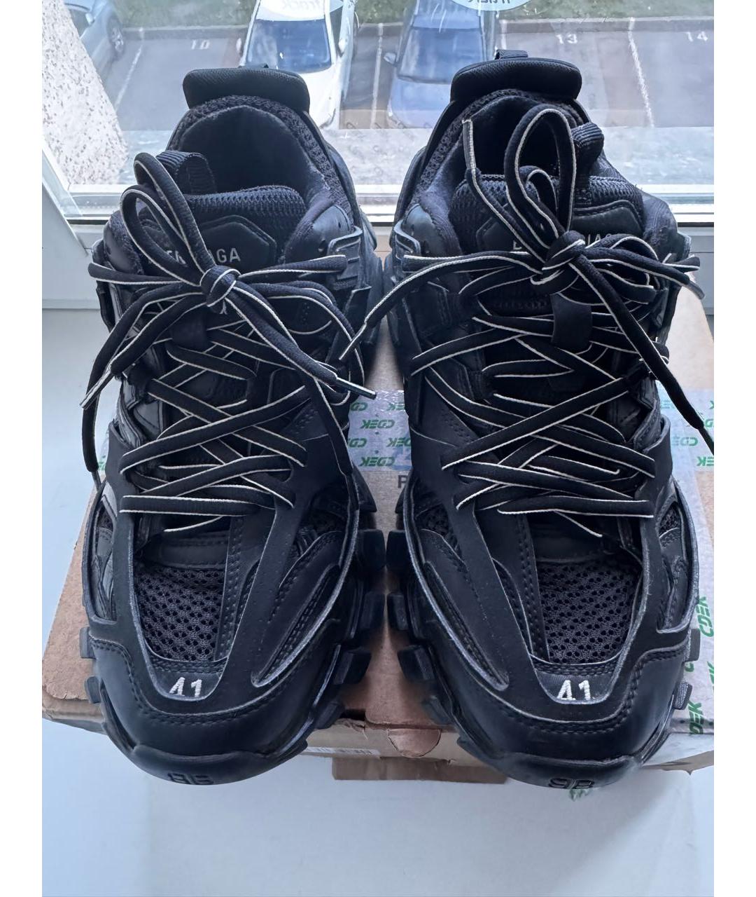 BALENCIAGA Черные кожаные низкие кроссовки / кеды, фото 2