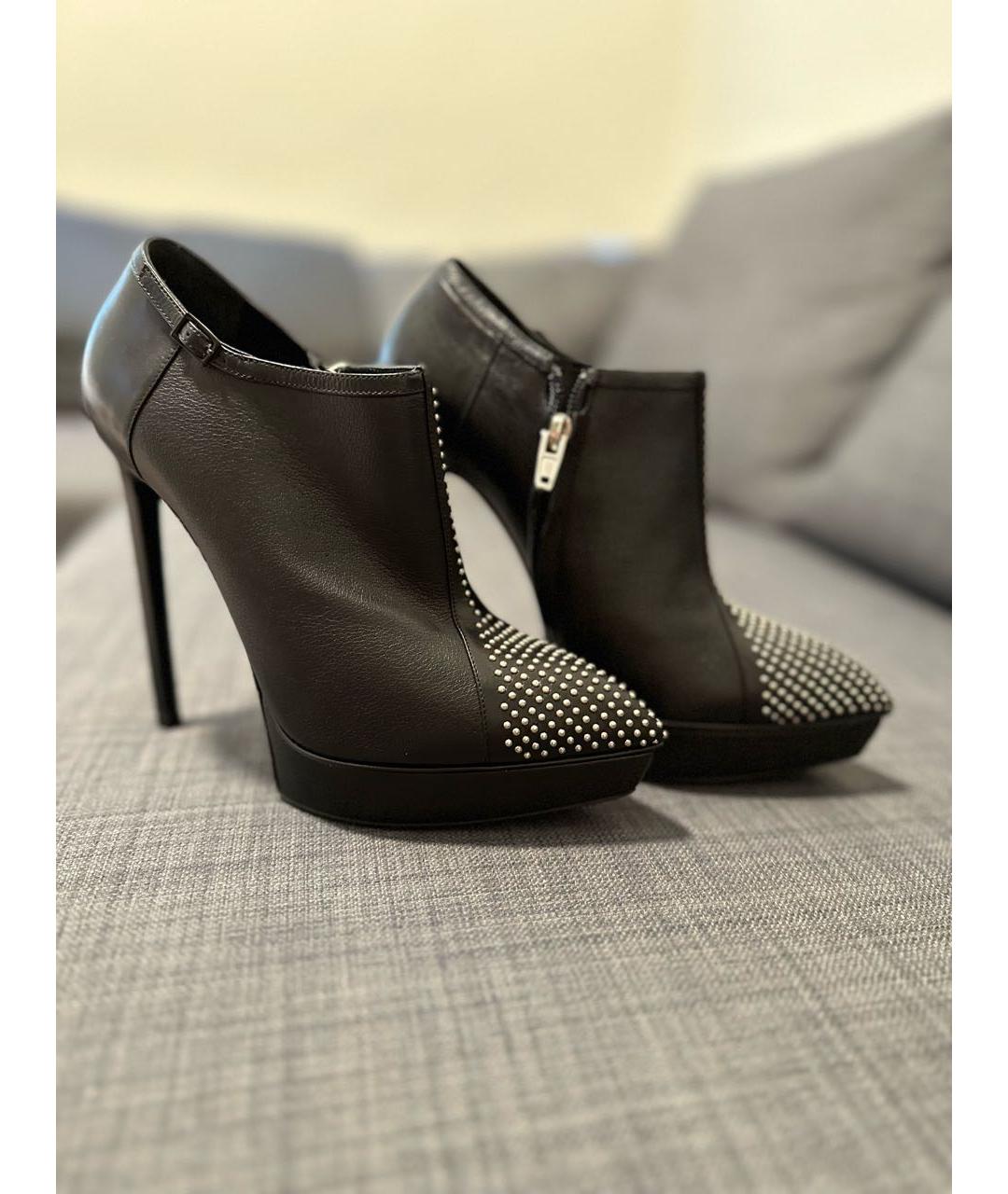 SAINT LAURENT Черные кожаные ботильоны, фото 4
