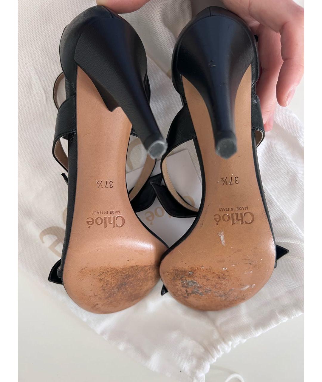 CHLOE Черные кожаные босоножки, фото 5