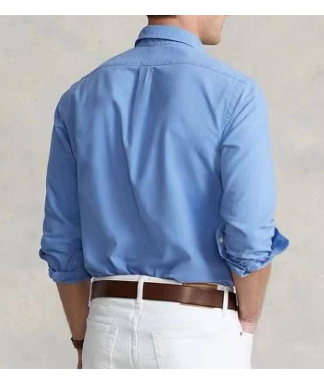 POLO RALPH LAUREN Голубая хлопковая классическая рубашка, фото 6