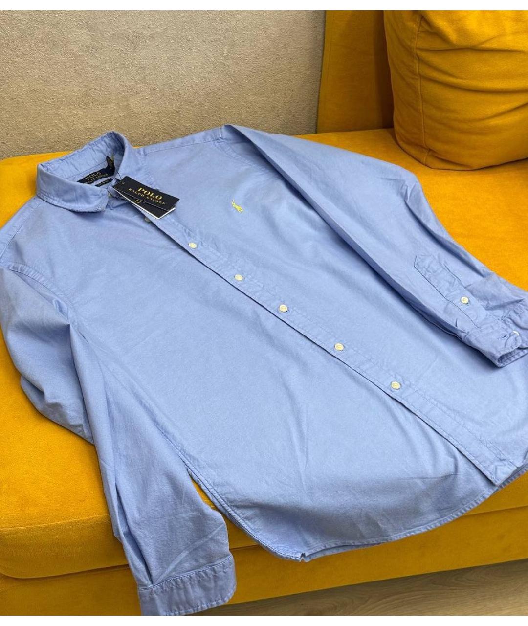 POLO RALPH LAUREN Голубая хлопковая классическая рубашка, фото 4