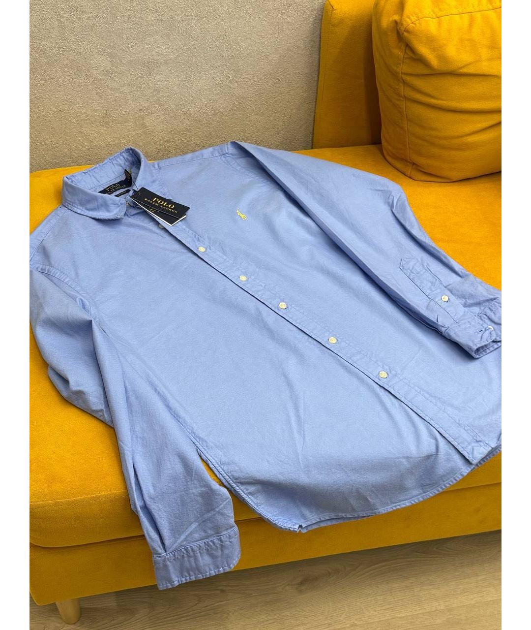 POLO RALPH LAUREN Голубая хлопковая классическая рубашка, фото 8