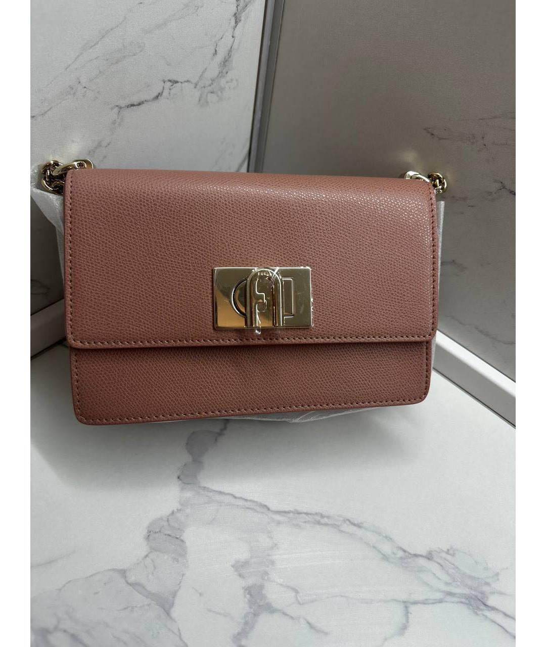FURLA Розовая кожаная сумка через плечо, фото 5