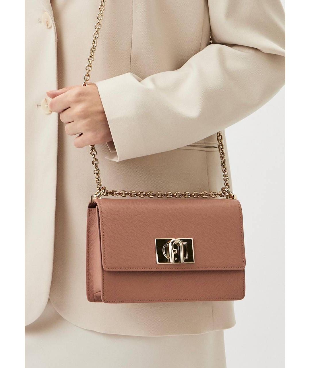FURLA Розовая кожаная сумка через плечо, фото 7