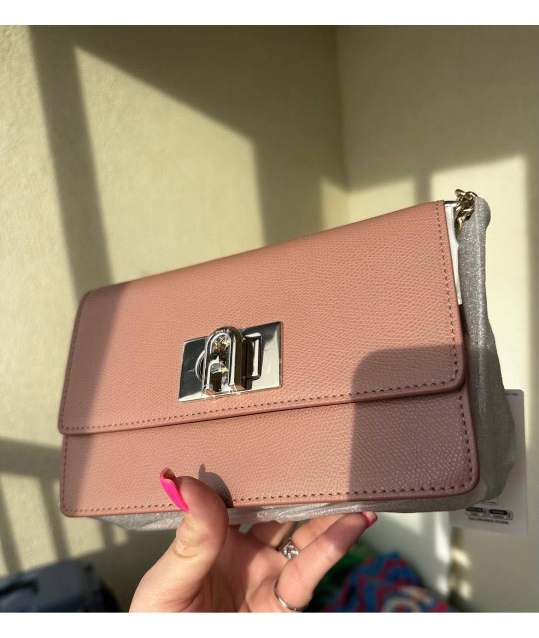 FURLA Розовая кожаная сумка через плечо, фото 4
