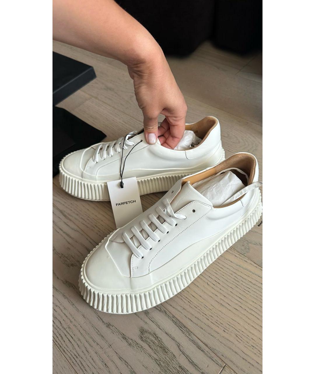 JIL SANDER Белые кожаные кеды, фото 2