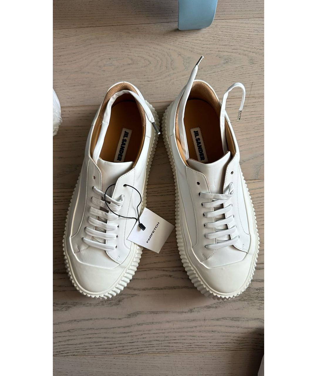 JIL SANDER Белые кожаные кеды, фото 6