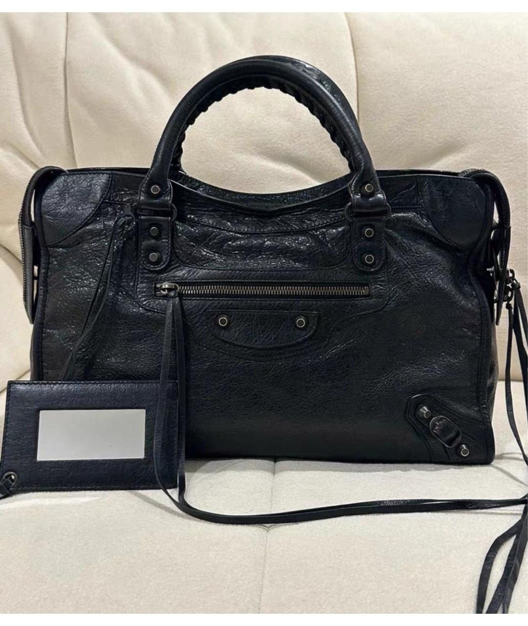 BALENCIAGA Черная кожаная сумка с короткими ручками, фото 2