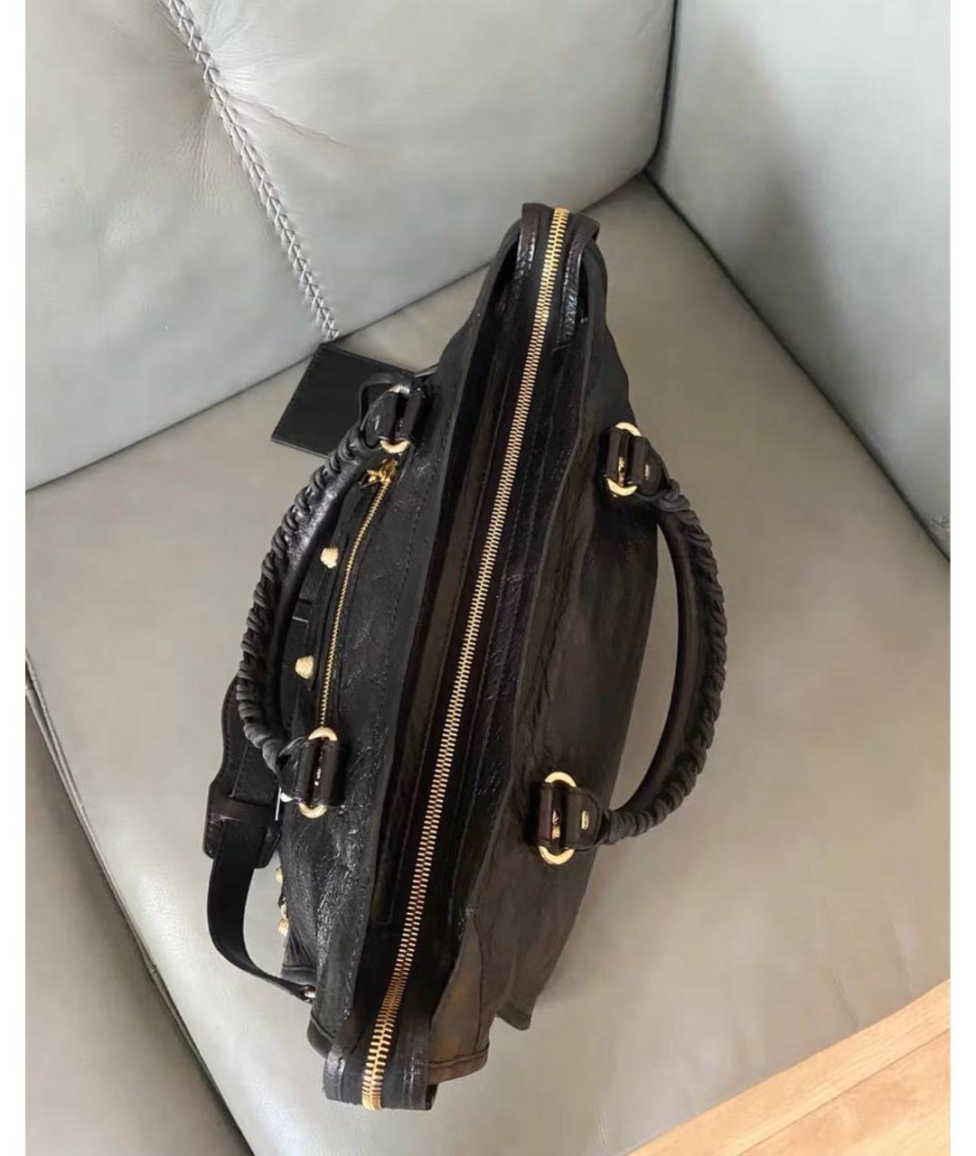 BALENCIAGA Черная кожаная сумка тоут, фото 6