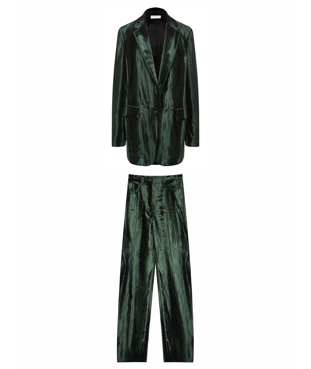 DRIES VAN NOTEN Зеленый бархатный костюм с брюками, фото 1