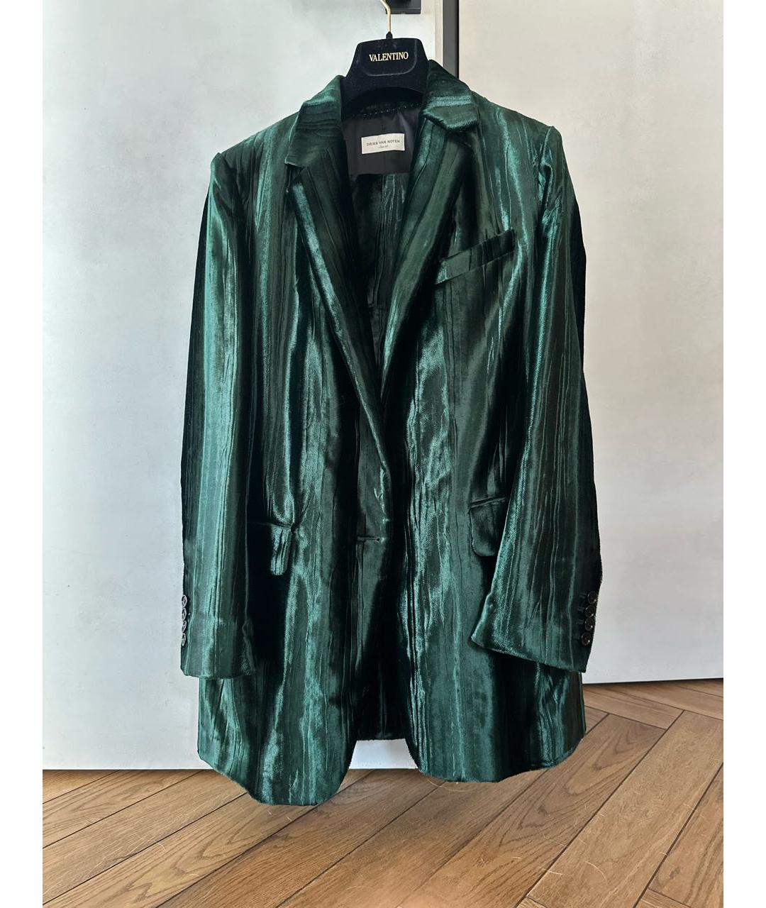 DRIES VAN NOTEN Зеленый бархатный костюм с брюками, фото 4