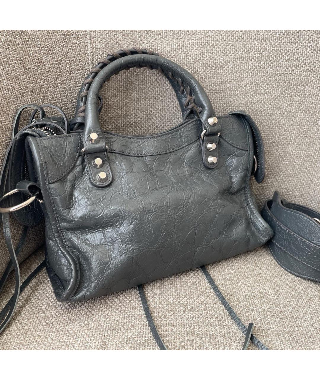 BALENCIAGA Серая кожаная сумка тоут, фото 3
