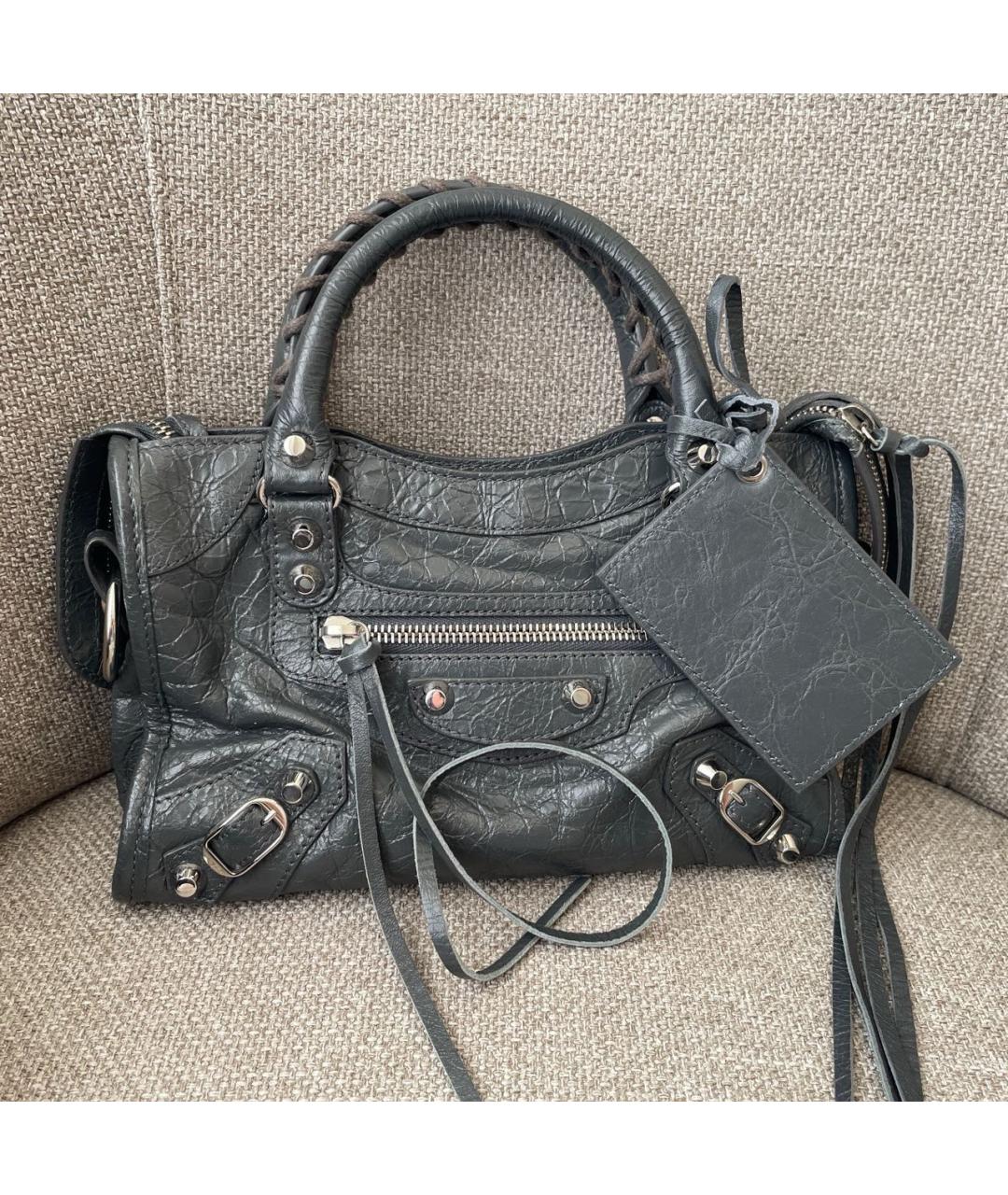 BALENCIAGA Серая кожаная сумка тоут, фото 2
