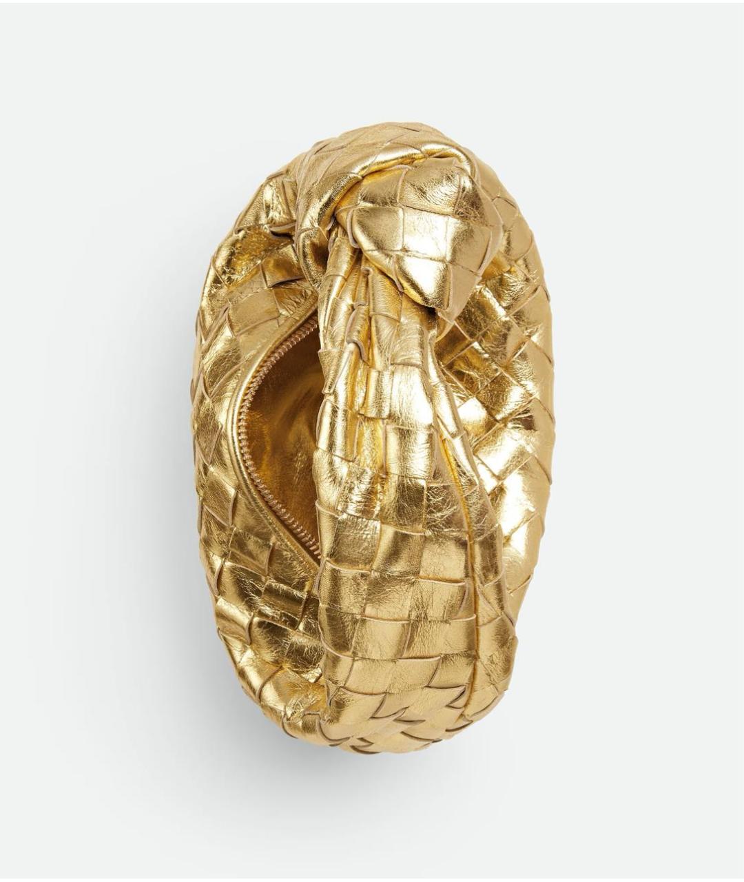 BOTTEGA VENETA Золотая кожаная сумка с короткими ручками, фото 2