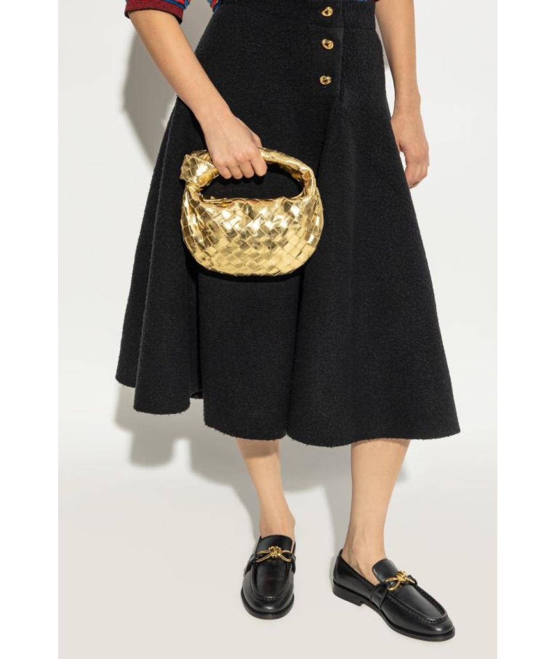 BOTTEGA VENETA Золотая кожаная сумка с короткими ручками, фото 8