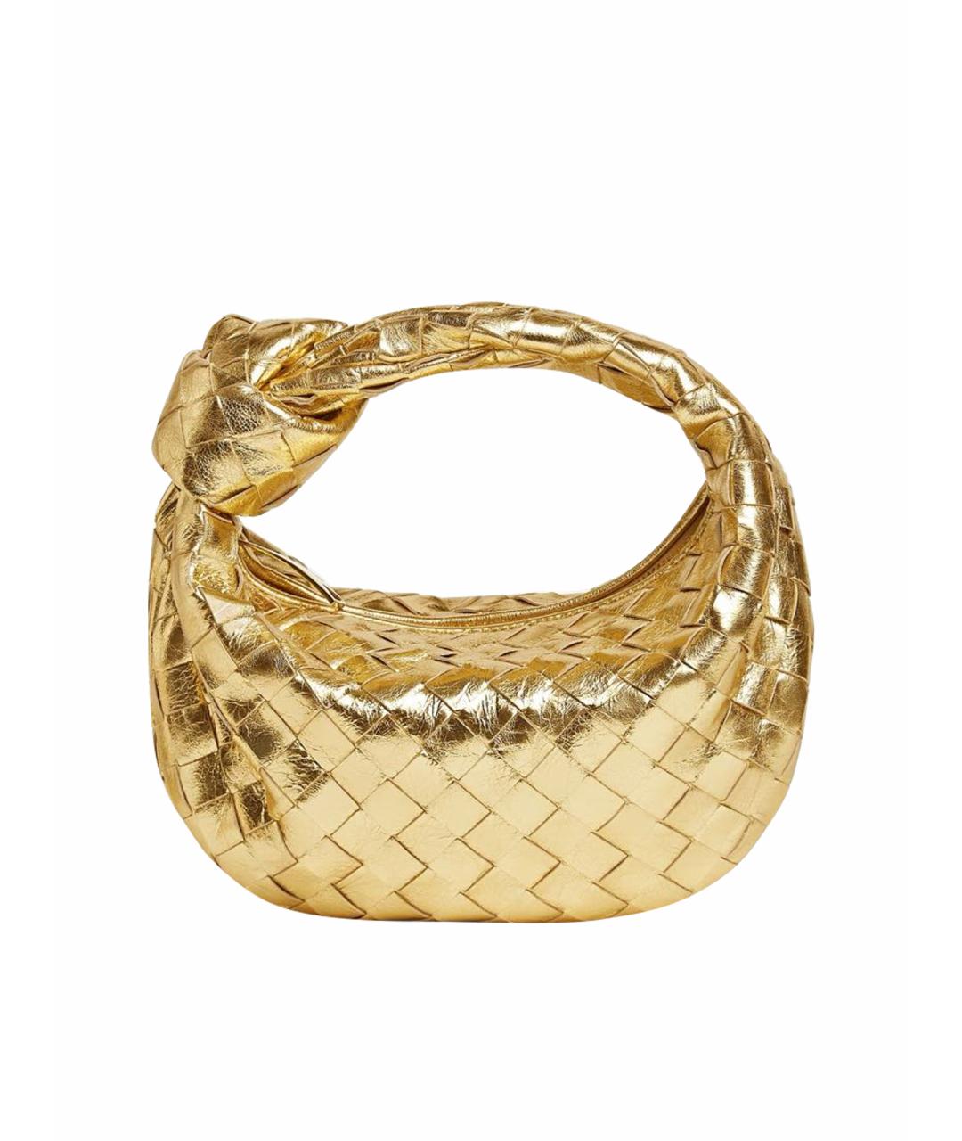 BOTTEGA VENETA Золотая кожаная сумка с короткими ручками, фото 1