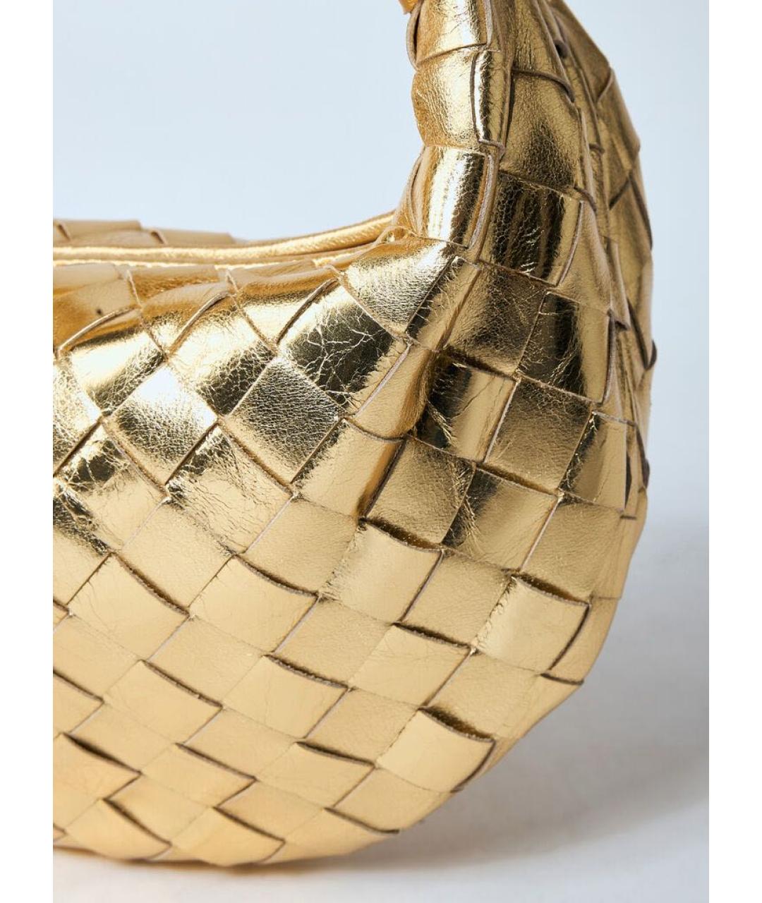 BOTTEGA VENETA Золотая кожаная сумка с короткими ручками, фото 3