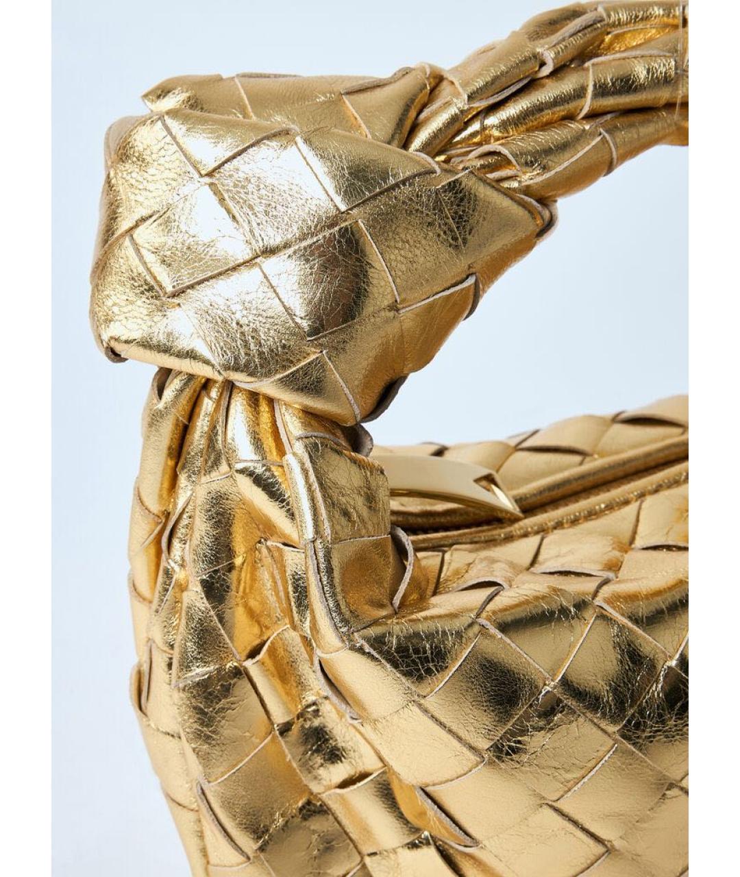 BOTTEGA VENETA Золотая кожаная сумка с короткими ручками, фото 6