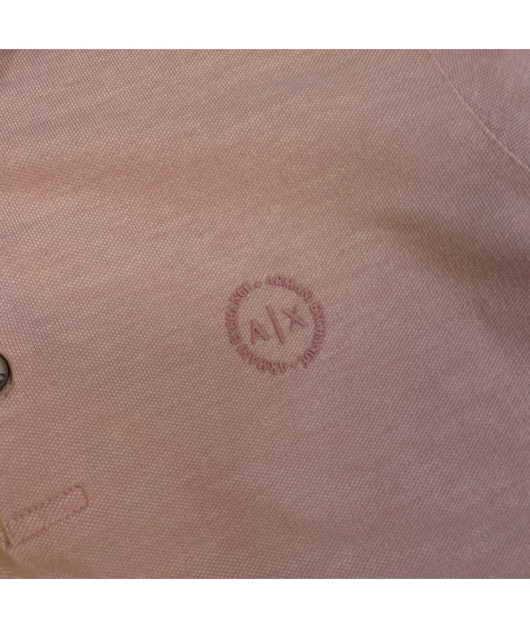 ARMANI EXCHANGE Коралловое хлопко-эластановое поло с коротким рукавом, фото 3