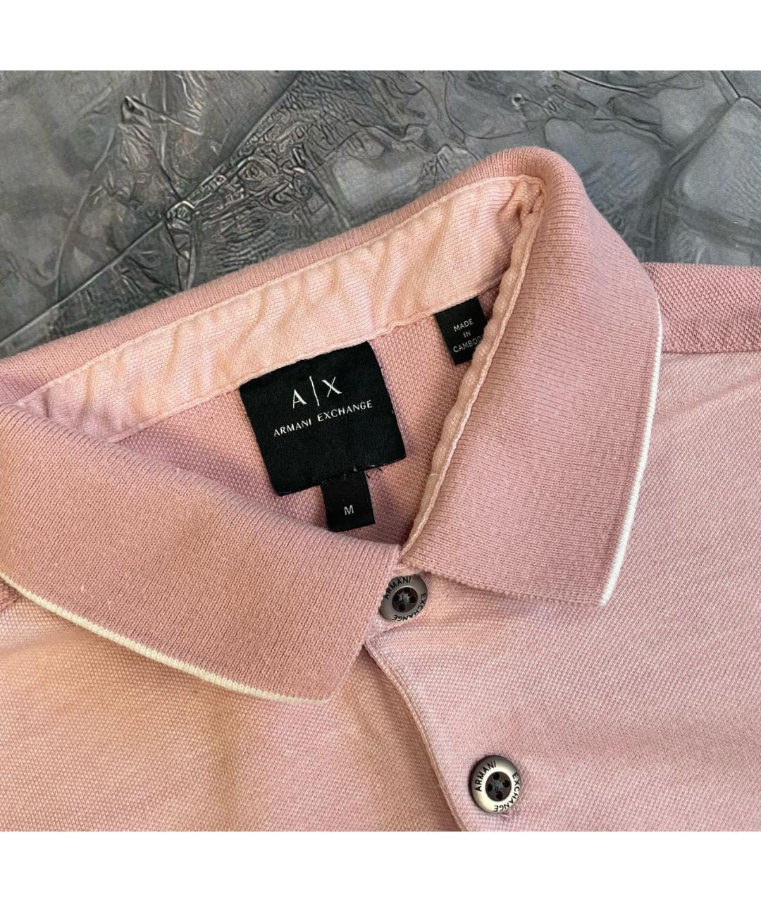 ARMANI EXCHANGE Коралловое хлопко-эластановое поло с коротким рукавом, фото 6