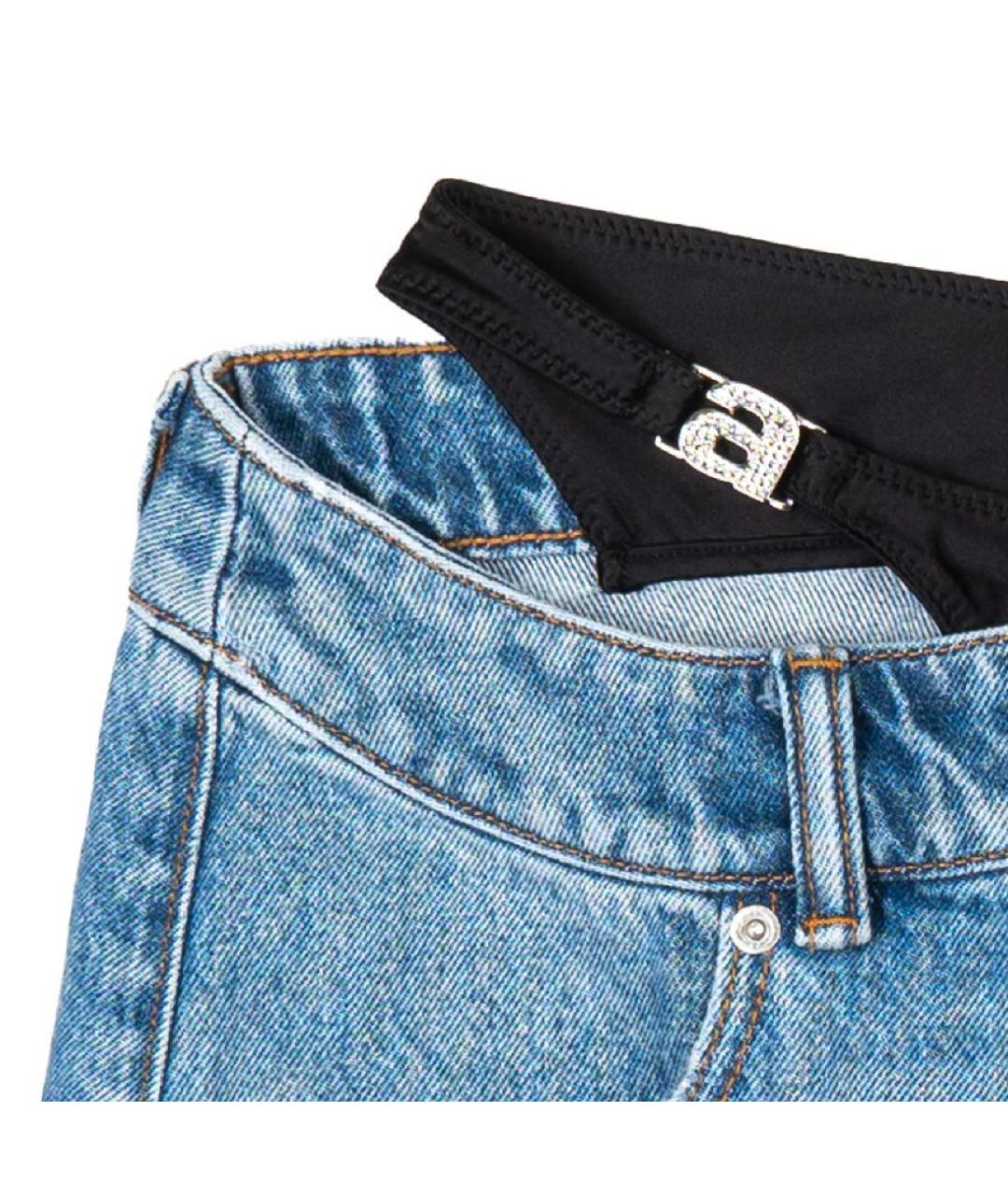 ALEXANDER WANG Голубая хлопковая юбка мини, фото 4