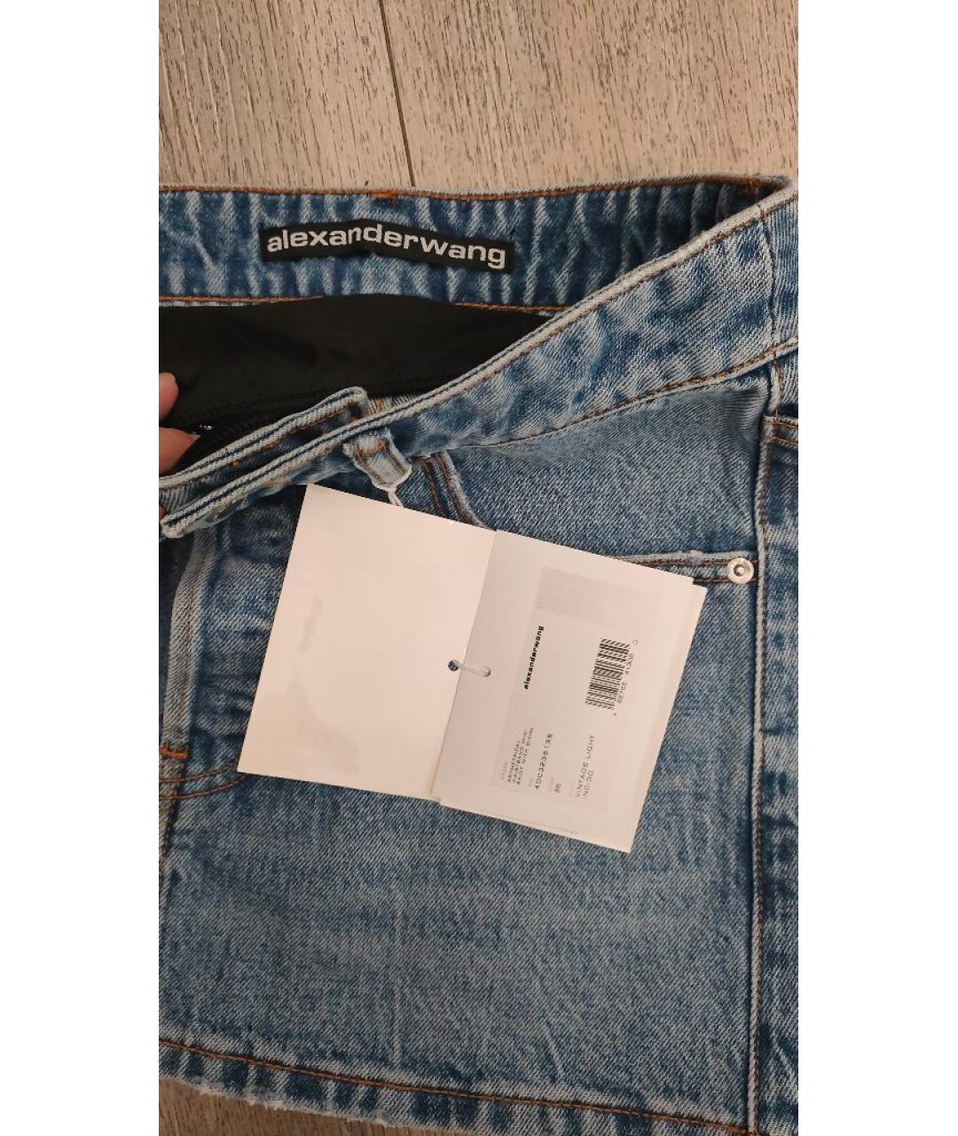 ALEXANDER WANG Голубая хлопковая юбка мини, фото 3