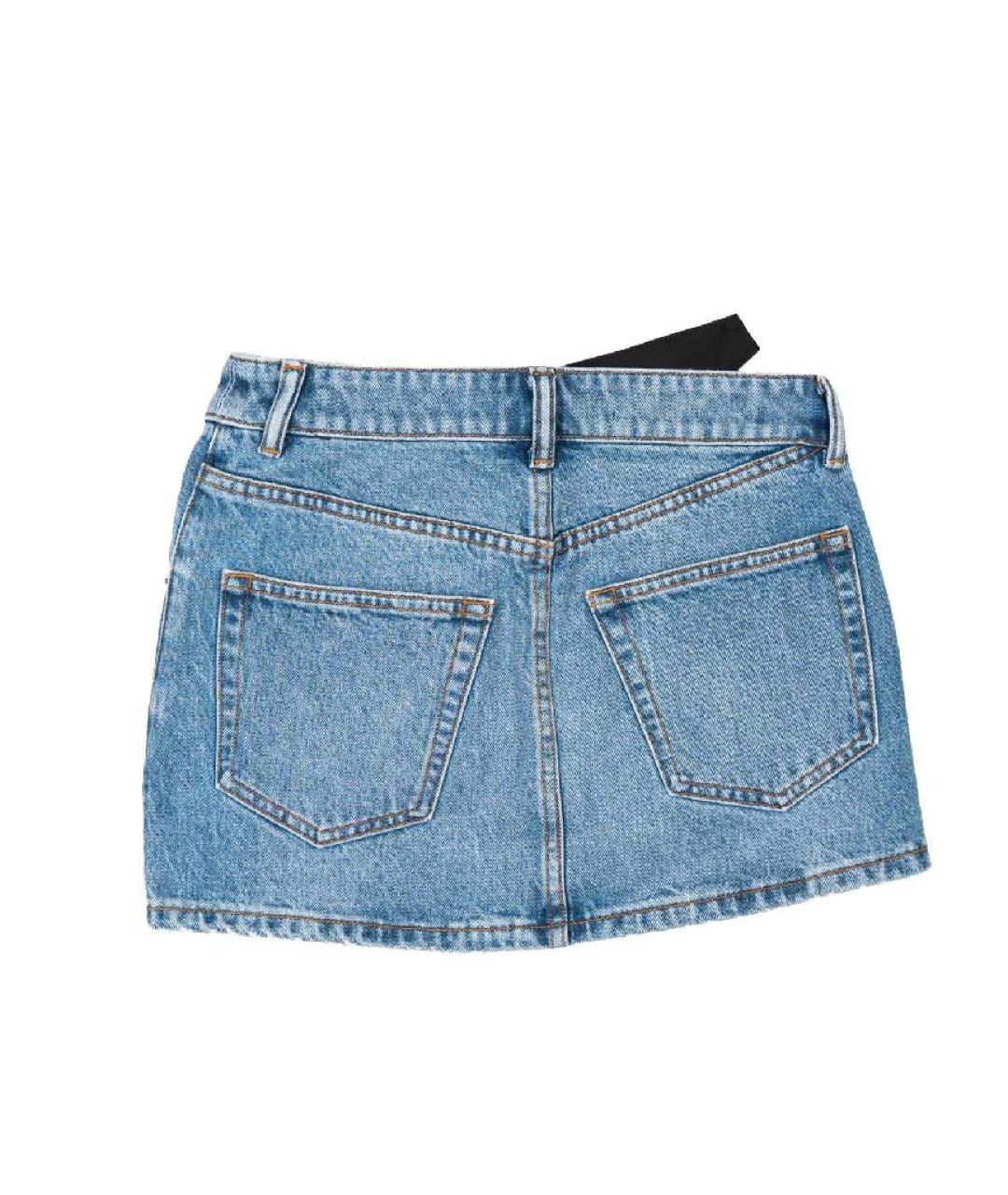 ALEXANDER WANG Голубая хлопковая юбка мини, фото 2