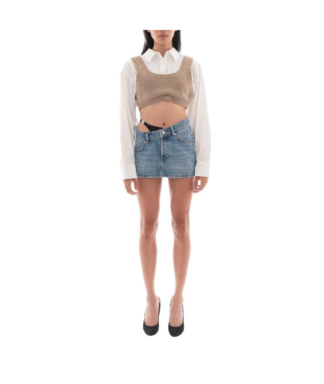 ALEXANDER WANG Голубая хлопковая юбка мини, фото 5