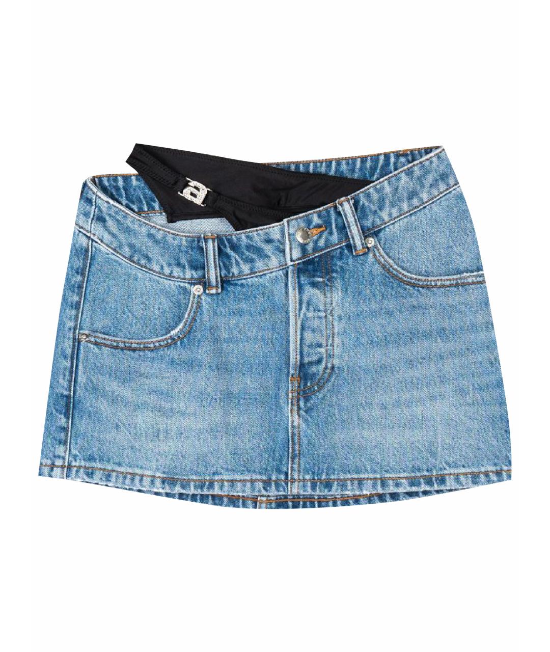 ALEXANDER WANG Голубая хлопковая юбка мини, фото 1