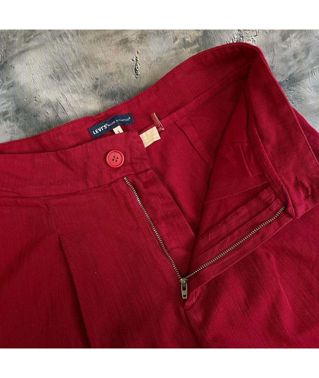 LEVI'S Бордовые хлопковые прямые брюки, фото 5