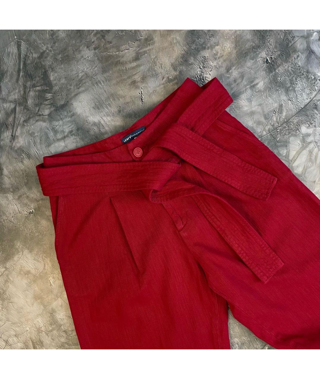 LEVI'S Бордовые хлопковые прямые брюки, фото 2