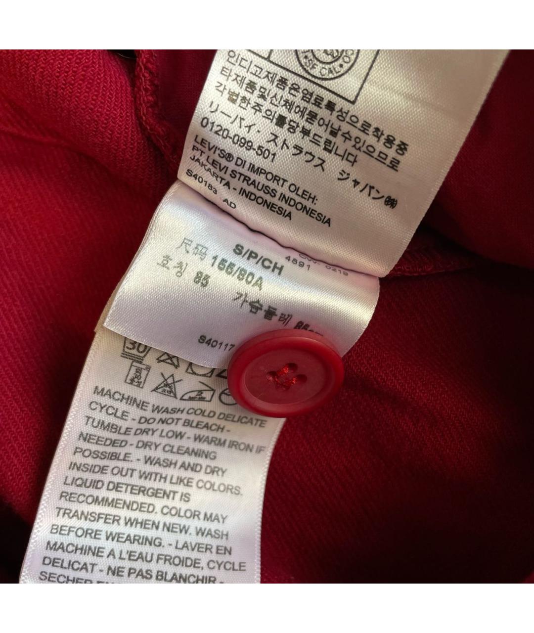 LEVI'S Бордовые хлопковые прямые брюки, фото 8