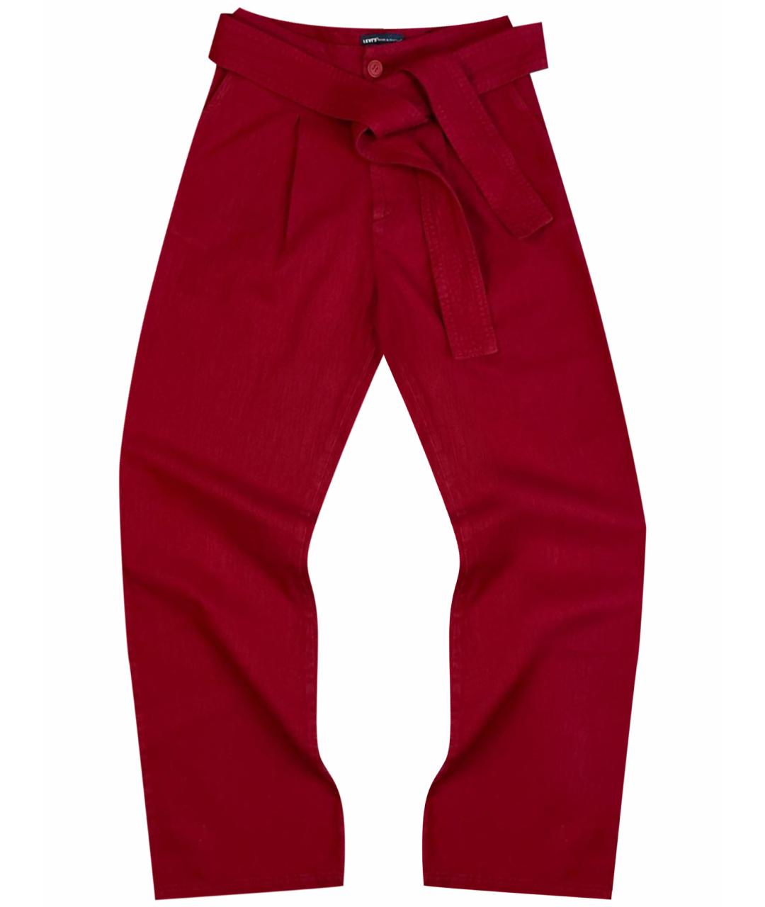 LEVI'S Бордовые хлопковые прямые брюки, фото 1