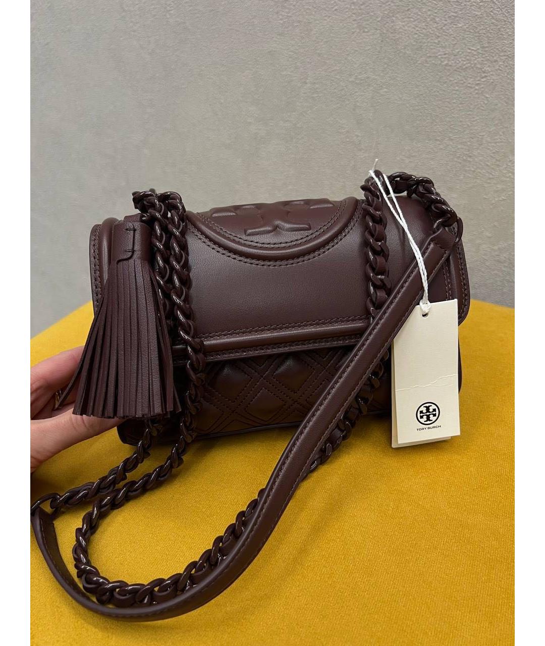 TORY BURCH Бордовая кожаная сумка через плечо, фото 5