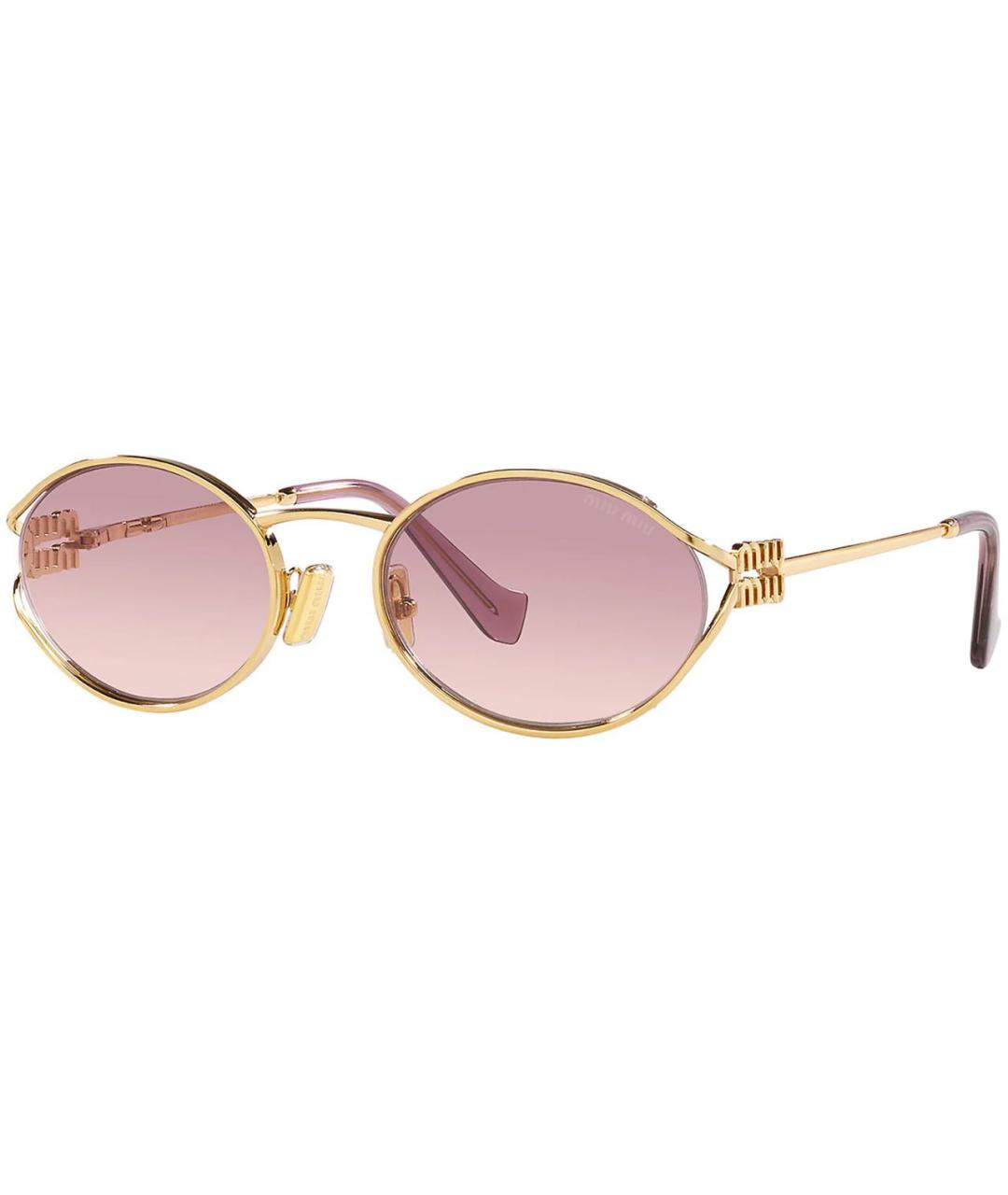MIU MIU Золотые металлические солнцезащитные очки, фото 7
