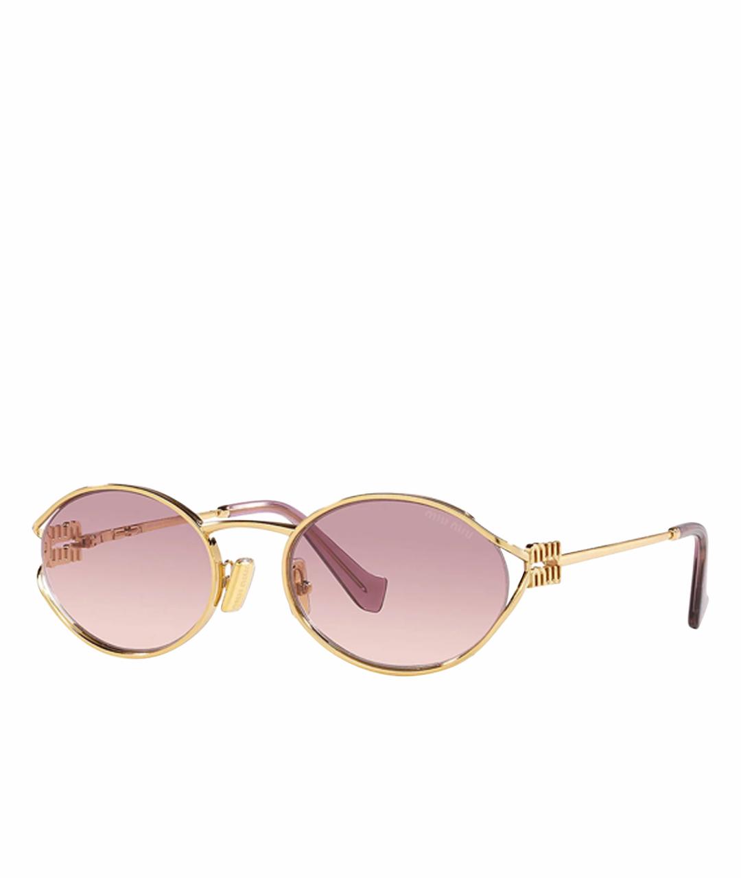 MIU MIU Золотые металлические солнцезащитные очки, фото 1