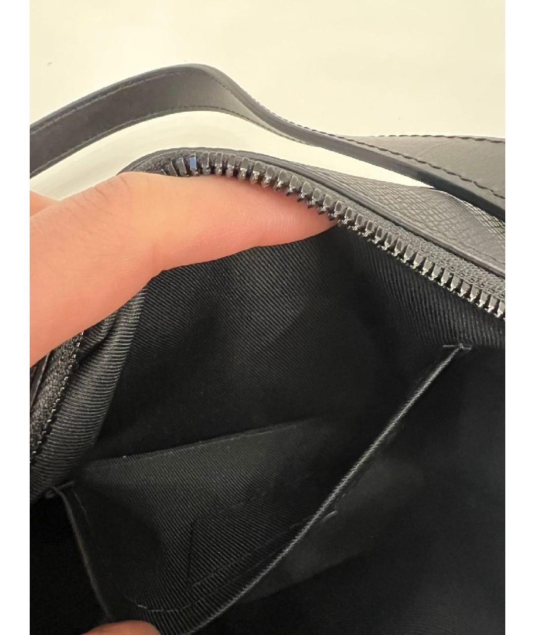 LOUIS VUITTON Черная кожаная сумка через плечо, фото 4