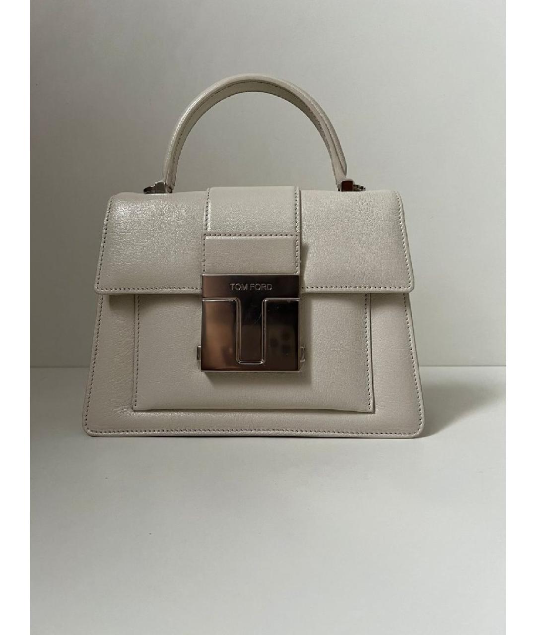 TOM FORD Белая кожаная сумка с короткими ручками, фото 10