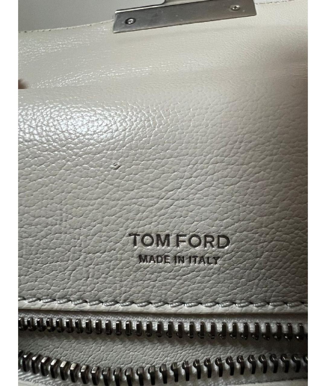 TOM FORD Белая кожаная сумка с короткими ручками, фото 6