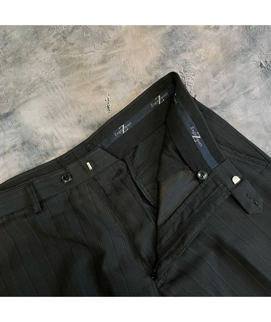 ERMENEGILDO ZEGNA Антрацитовые шерстяные классические брюки, фото 5