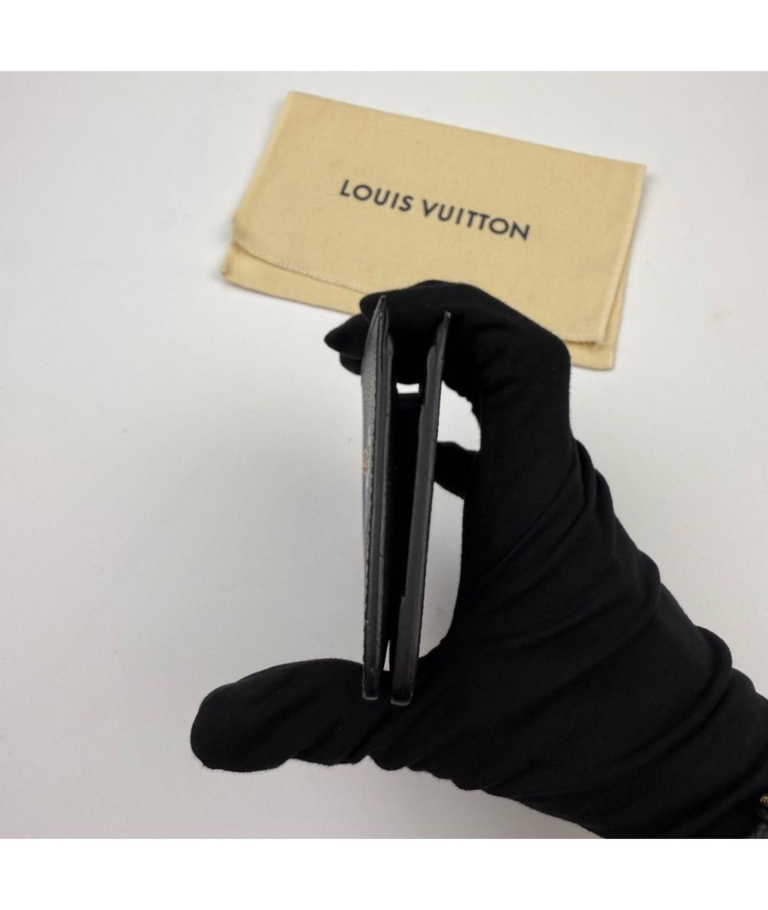 LOUIS VUITTON Антрацитовый кожаный кошелек, фото 7