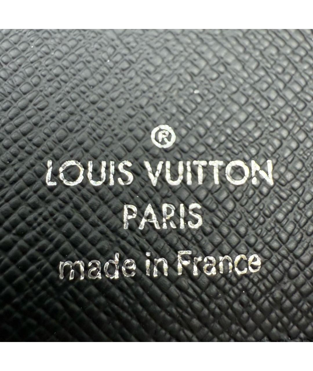 LOUIS VUITTON Антрацитовый кожаный кошелек, фото 8